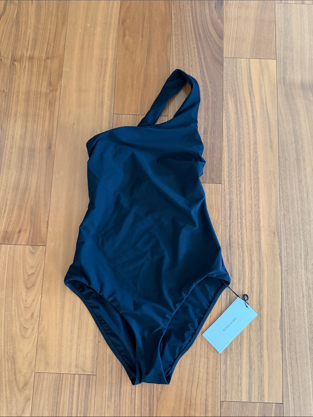 BONDI BORN One-Shoulder Navy Blue Swimsuit